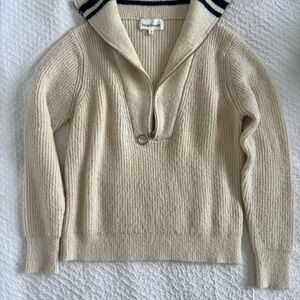 Heartloom Cream and Black Cowl Neck Sweater